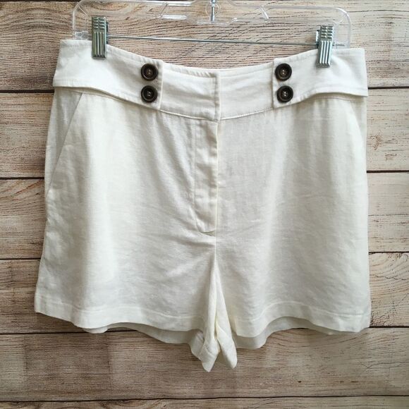NEW WITH TAGS JUNE & HUDSON HIGH WAISTED SHORTS IN CREAM - Picture 1 of 5